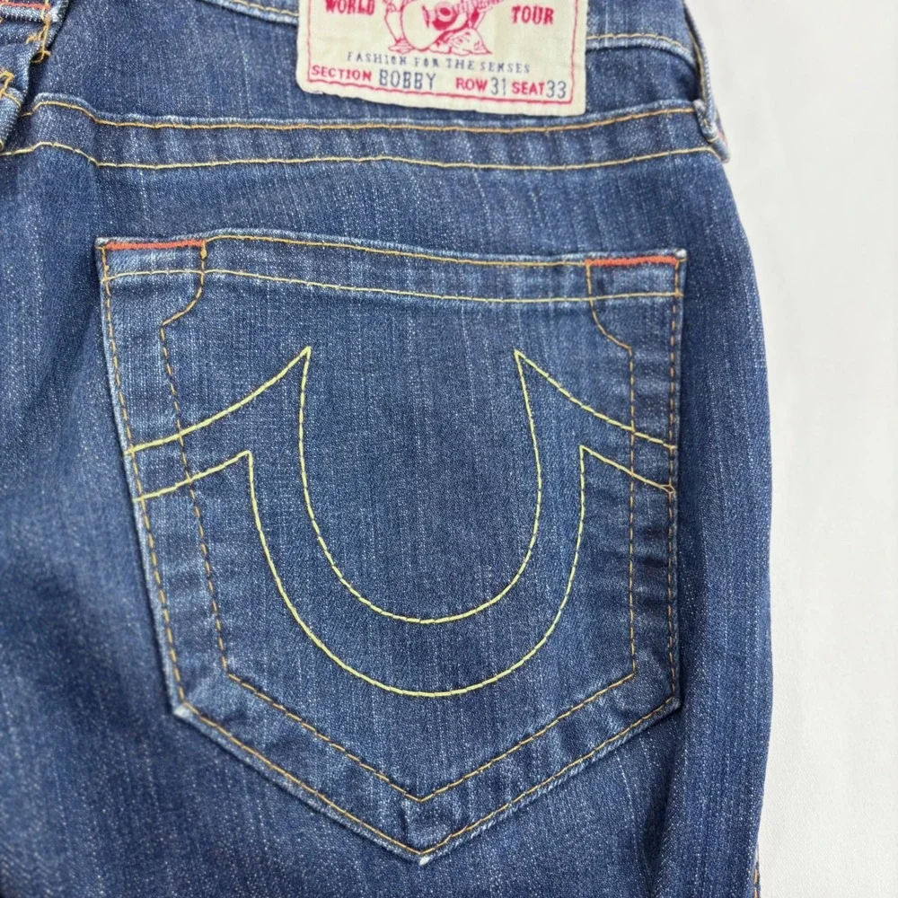 True Religion Bobby Jeans Blue Straight Leg Dark Wash Made in USA 31x33